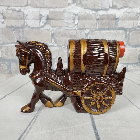 Vintage Redware Pottery Horse  and Buggy Decanter - Picture 7 of 7